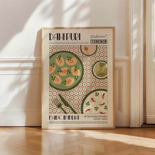 Dahi Puri Chaat Poster, Kitchen Poster, Kitchen Print, Food Poster, Modern Kitchen Decor, Food Print, India Print