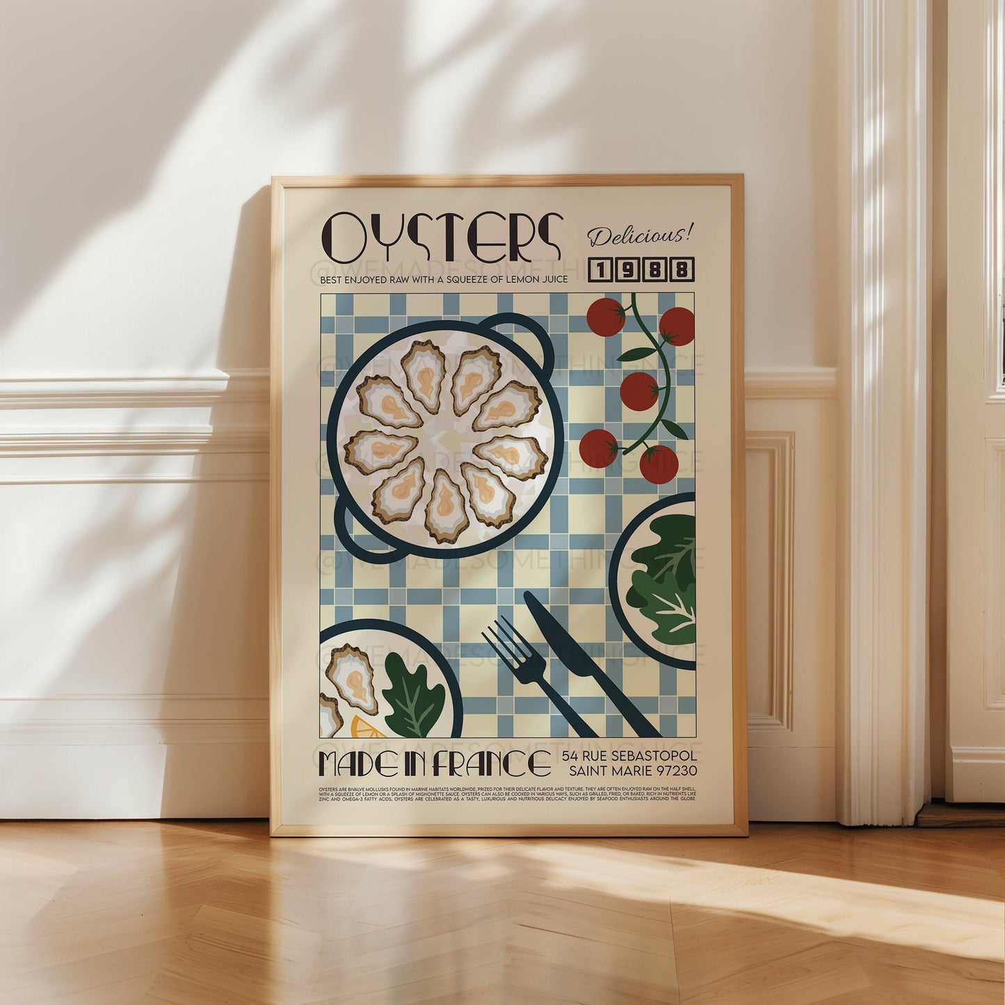 Oysters Poster, Kitchen Poster, Kitchen Print, Food Print, Modern Kitchen Decor, Retro Poster, Pop Art, Kitchen Art, Exhibition Poster
