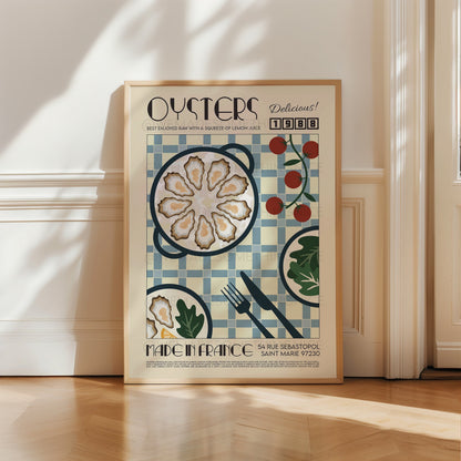 Oysters Poster, Kitchen Poster, Kitchen Print, Food Print, Modern Kitchen Decor, Retro Poster, Pop Art, Kitchen Art, Exhibition Poster