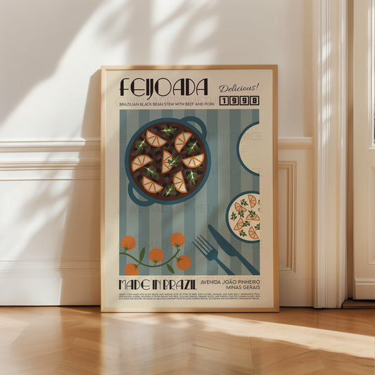 Portuguese Feijoada Poster, Food Print, Modern Kitchen Decor, Retro Poster, Pop Art, Kitchen Art, Exhibition Poster, Housewarming