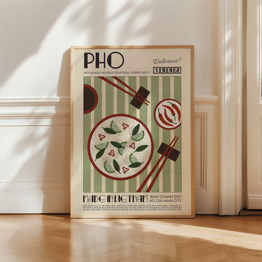 Pho Poster, Kitchen Poster, Kitchen Print, Food Print, Modern Kitchen Decor,  Chef Print, Bar Art, Exhibition Poster, Retro Food Poster