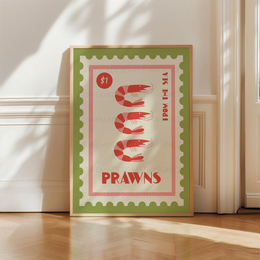Prawns Print, Coastal Wall Art, Coastal Decor, Kitchen Art, Coastal Art, Food Art, Seaside, Trendy Wall Art, Home Decor