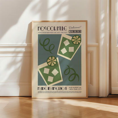 Moscow Mule Print, Kitchen Poster, Kitchen Print, Cocktail Poster, French Retro, Kitchen Decor, Cocktail Poster, Mid Century Modern