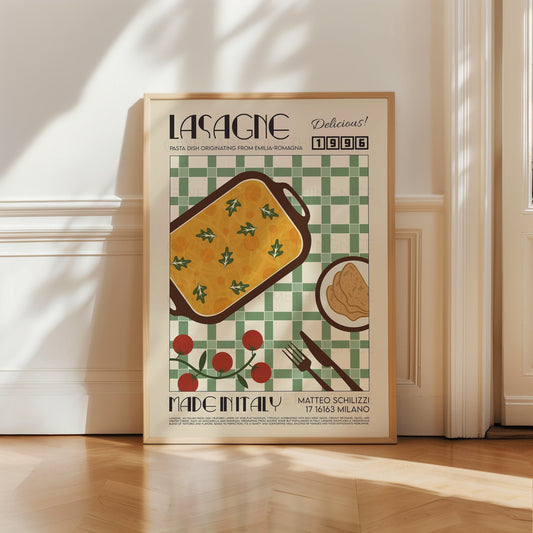 Lasagne Print, Kitchen Poster, Kitchen Print, Kitchen Decor, Food Art, Mid Century Modern, Eat Sign, Rome, Italy Art, Housewarming