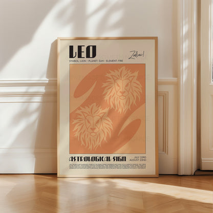 Leo Poster, Horoscope Print, Astrological Wall Art, Illustration, Exhibition Poster, Zodiac Poster, Birthday Present Housewarming