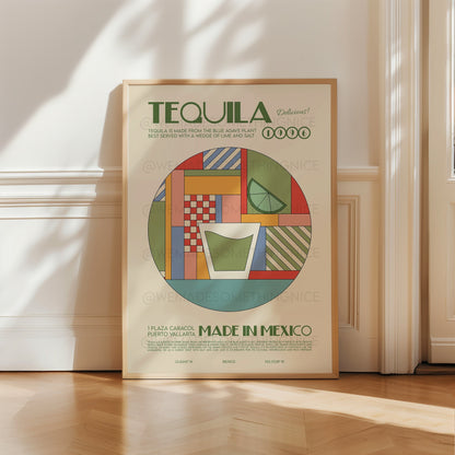 Tequila Print, Kitchen Poster, Kitchen Print, Retro Print, Kitchen Decor, Cocktail Print, Housewarming, Boho Bedroom, Mid Century Modern