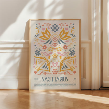 Sagittarius Poster, Horoscope Print, Astrological Wall Art, Exhibition Poster, Zodiac Poster, Birthday Present Housewarming, Boho Bedroom