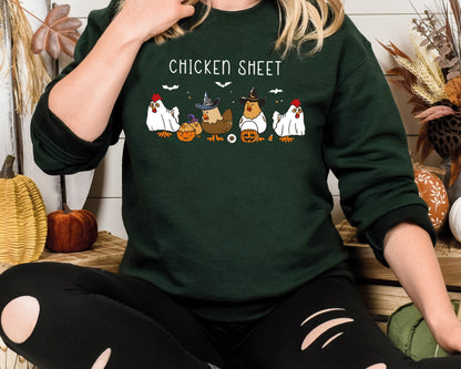 Chicken Sheet Sweatshirt, Halloween Chickens Shirt, Ghost Chicken Shirt, Halloween Party Shirt, Spooky Season Shirt, Fall Season Shirt