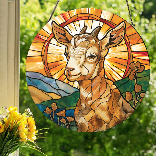 Baby Goat: Stained Glass Style Window Hanging