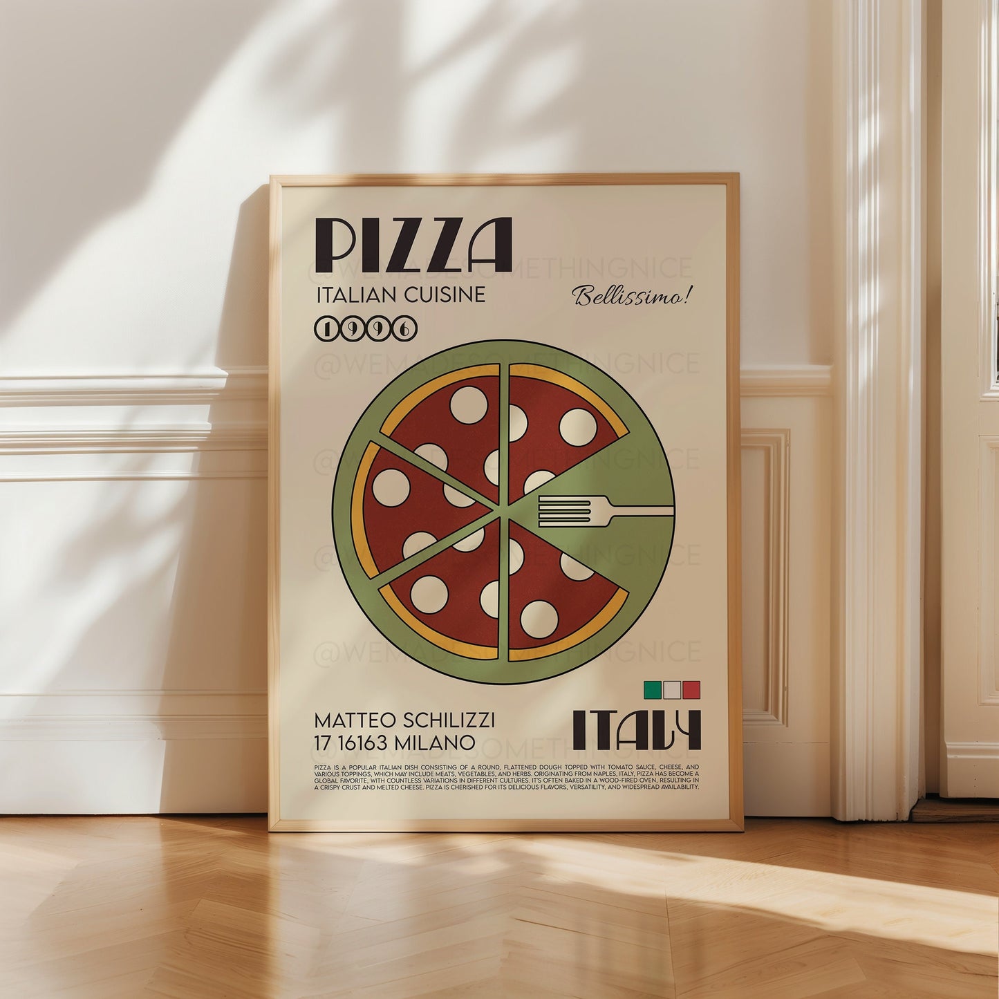 Pizza Print, Kitchen Art, Kitchen Poster, Kitchen Print, Italia Art, Food Poster, Food Print, Kitchen Decor, Food Art