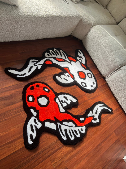 Koi Yin Yang Fish Tuft RUG | %100 Handmade | Asian Custom Tufting