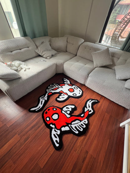 Koi Yin Yang Fish Tuft RUG | %100 Handmade | Asian Custom Tufting