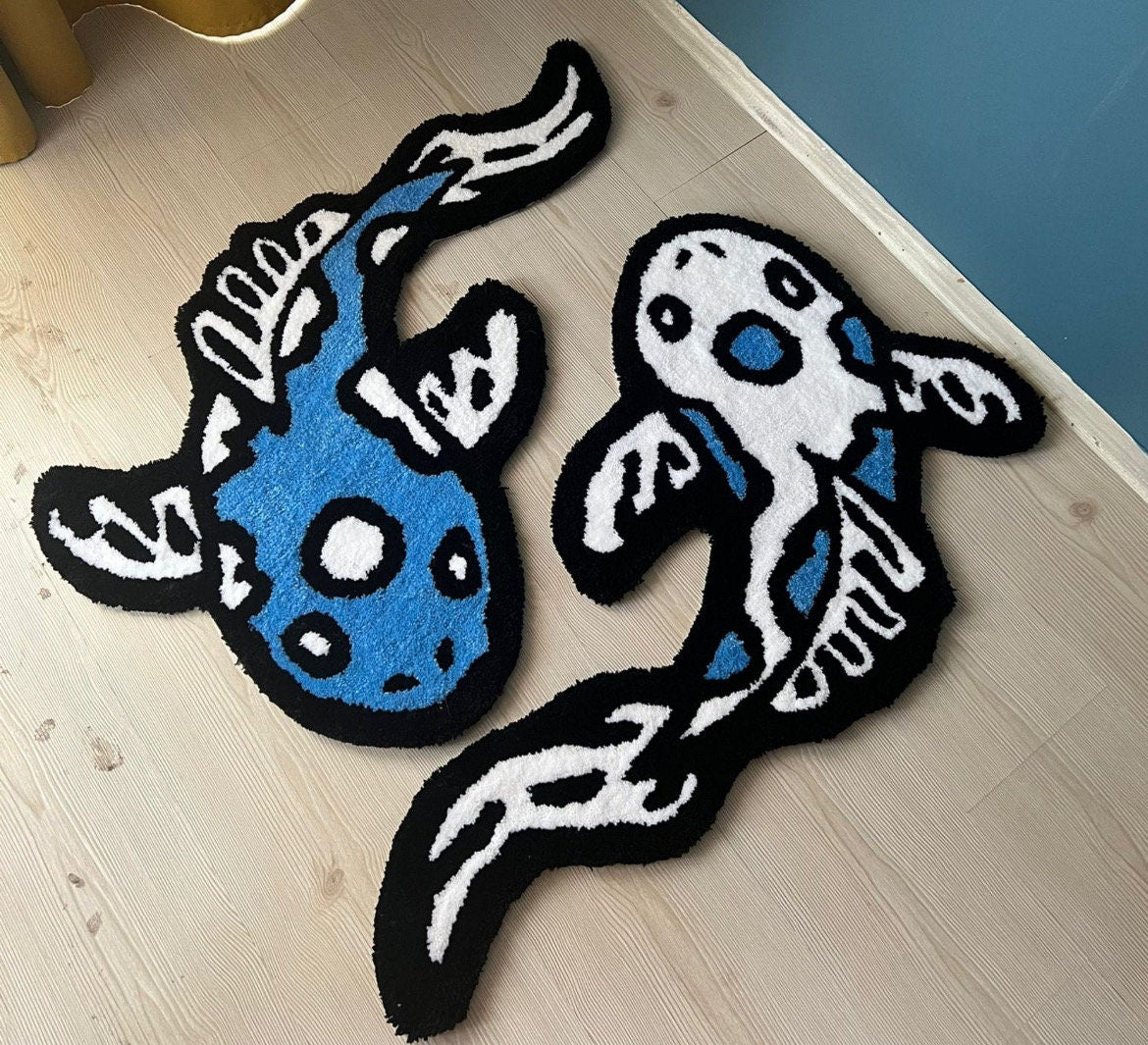 Koi Yin Yang Fish Tuft RUG | %100 Handmade | Asian Custom Tufting