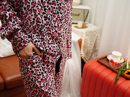 Pink Leopard Print Long Pyjama Set, Bride And Bridesmaids Pajama, Pajama For Women , Personalized Gift For Bridesmaids