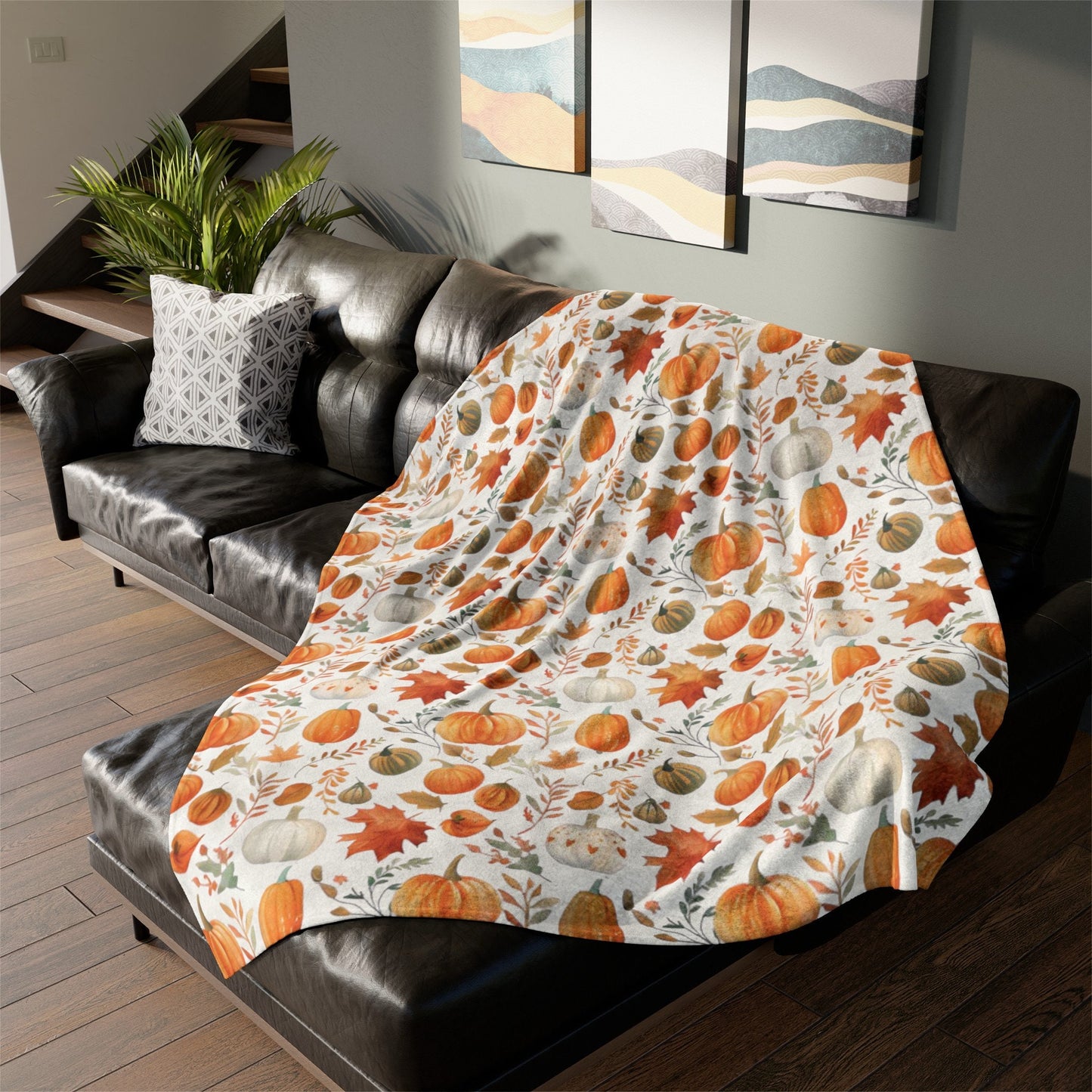Fall Blanket Thanksgiving Home Decor Pumpkin Blanket Halloween Throw Autumn Leaves Lover Cozy Fleece Blanket Gift for Family Friend Mom Host