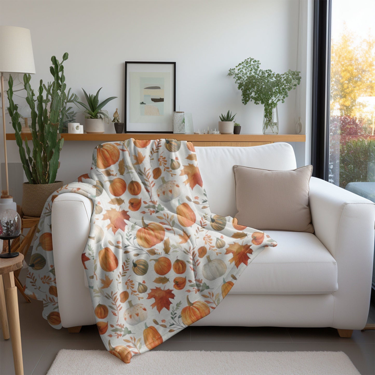 Fall Blanket Thanksgiving Home Decor Pumpkin Blanket Halloween Throw Autumn Leaves Lover Cozy Fleece Blanket Gift for Family Friend Mom Host
