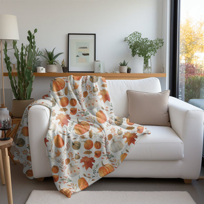 Fall Blanket Thanksgiving Home Decor Pumpkin Blanket Halloween Throw Autumn Leaves Lover Cozy Fleece Blanket Gift for Family Friend Mom Host