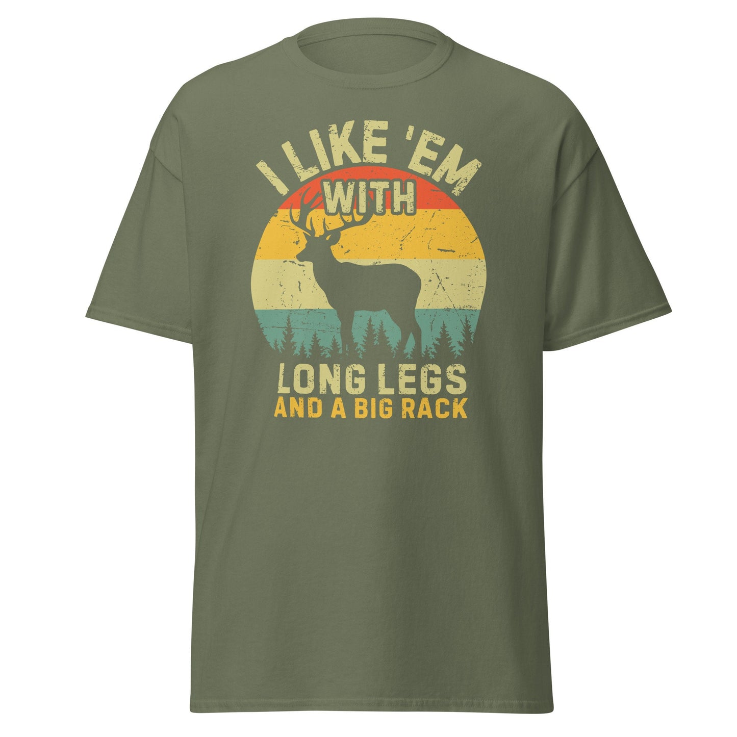 Hunting shirt for men, hunting t-shirt, funny hunting gift, deer shirt, gift for hunter I Like 'Em With Long Legs And A Big Rack hunting dad