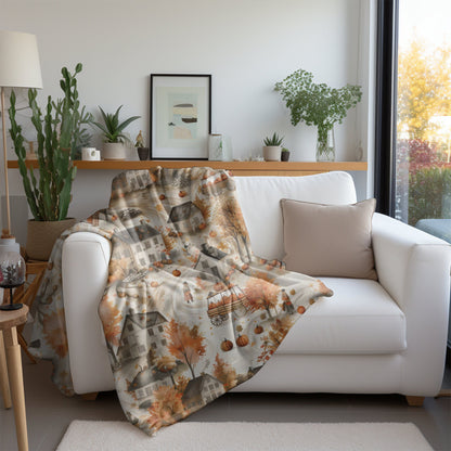 Thanksgiving Blanket Fall Home Decor Harvest Season Throw Rustic Autumn Fleece Blanket Fall Leaves Pumpkin Lover Gift for Host Friend Family