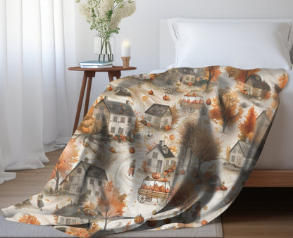Thanksgiving Blanket Fall Home Decor Harvest Season Throw Rustic Autumn Fleece Blanket Fall Leaves Pumpkin Lover Gift for Host Friend Family