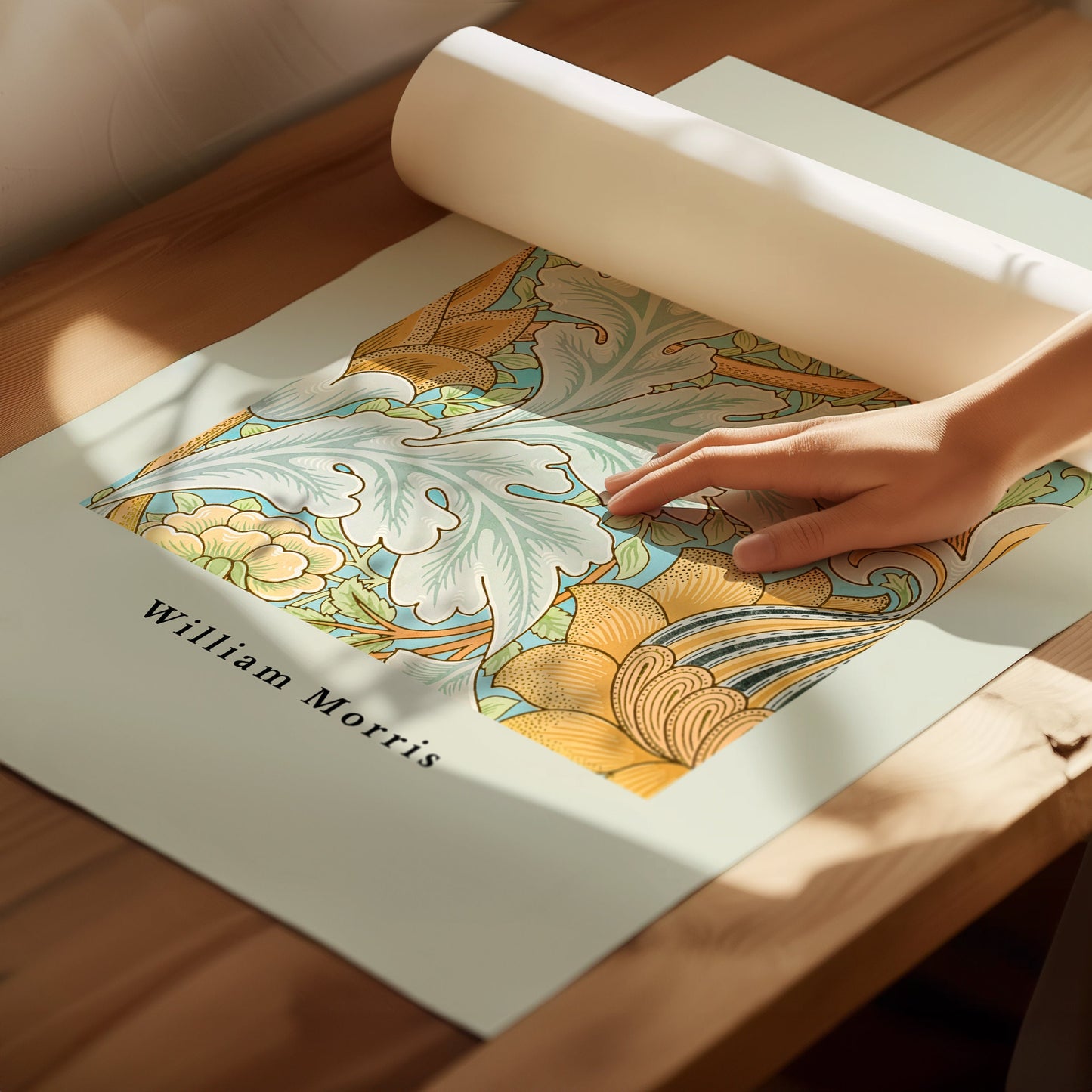 William Morris Poster - Centerpiece Botanical Flower and Leaves Art: Tropical Wall Art, Exhibition Poster, Modern Wall Art for Office Decor