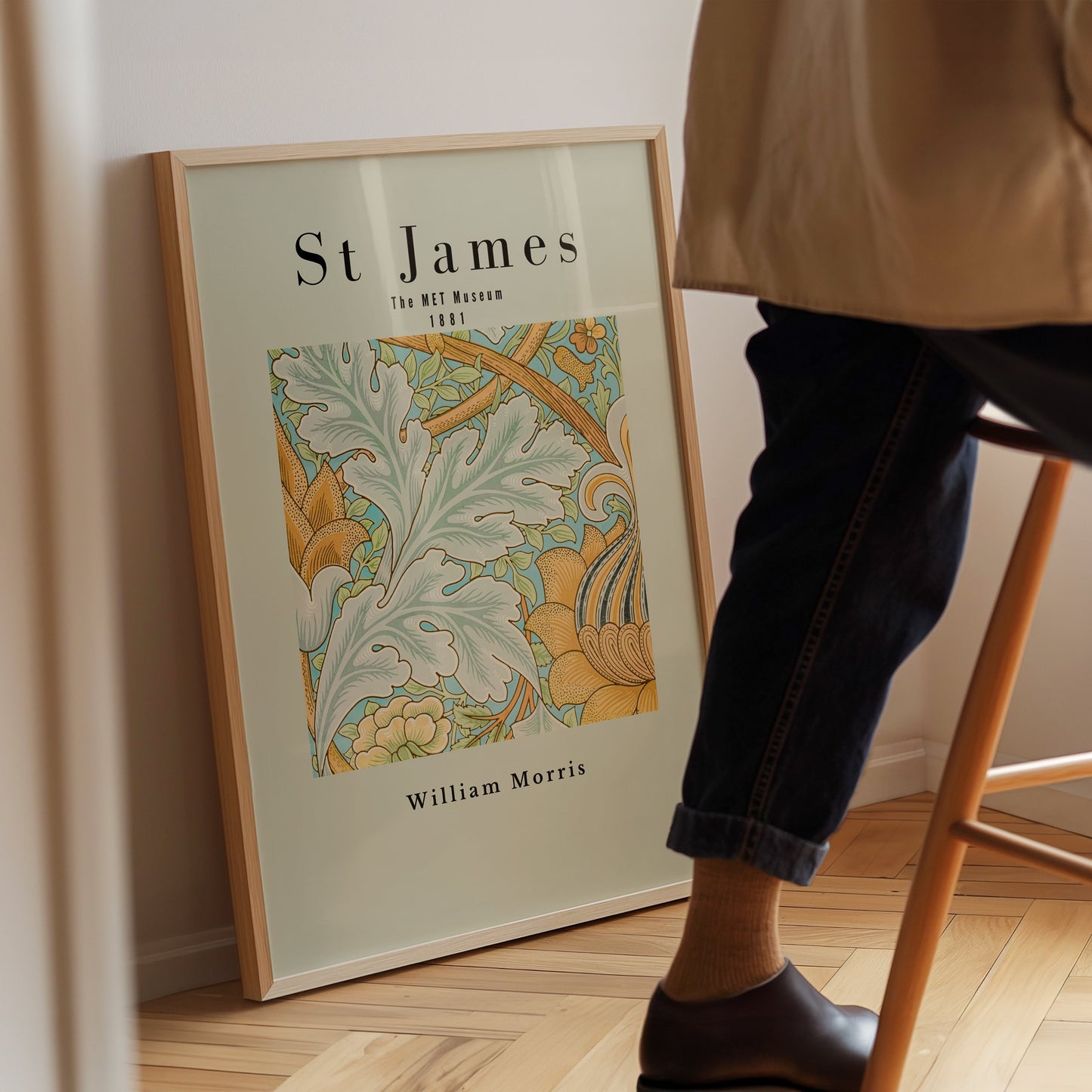 William Morris Poster - Centerpiece Botanical Flower and Leaves Art: Tropical Wall Art, Exhibition Poster, Modern Wall Art for Office Decor