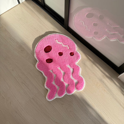3D Pink Jellyfish Tufted Rug: Kids Room Decor