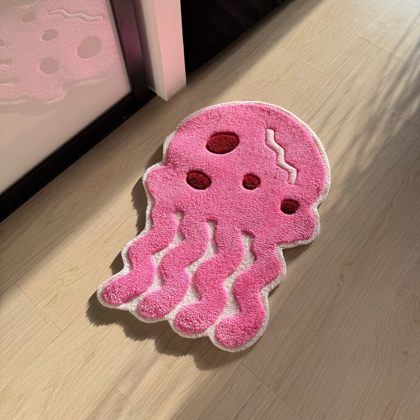 3D Pink Jellyfish Tufted Rug: Kids Room Decor