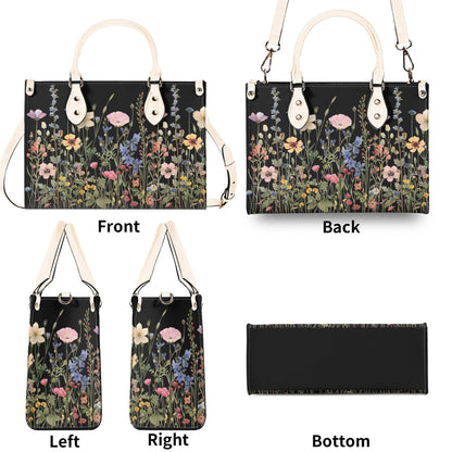 Bloom in Style: The Floral Chic Leather Tote Bag,  Waterproof PU Leather Handbag, Top Handle Vegan Leather, Crossbody, Shoulder bag.