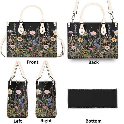 Bloom in Style: The Floral Chic Leather Tote Bag,  Waterproof PU Leather Handbag, Top Handle Vegan Leather, Crossbody, Shoulder bag.
