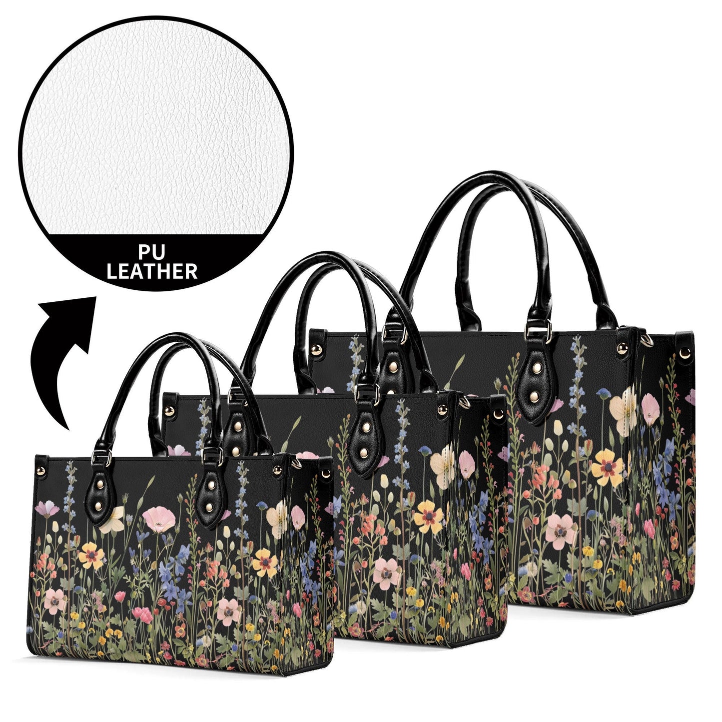 Bloom in Style: The Floral Chic Leather Tote Bag,  Waterproof PU Leather Handbag, Top Handle Vegan Leather, Crossbody, Shoulder bag.