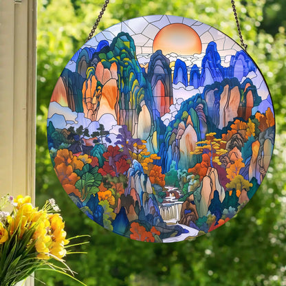 Pillars of Hunan: Stained Glass Style Window Hanging