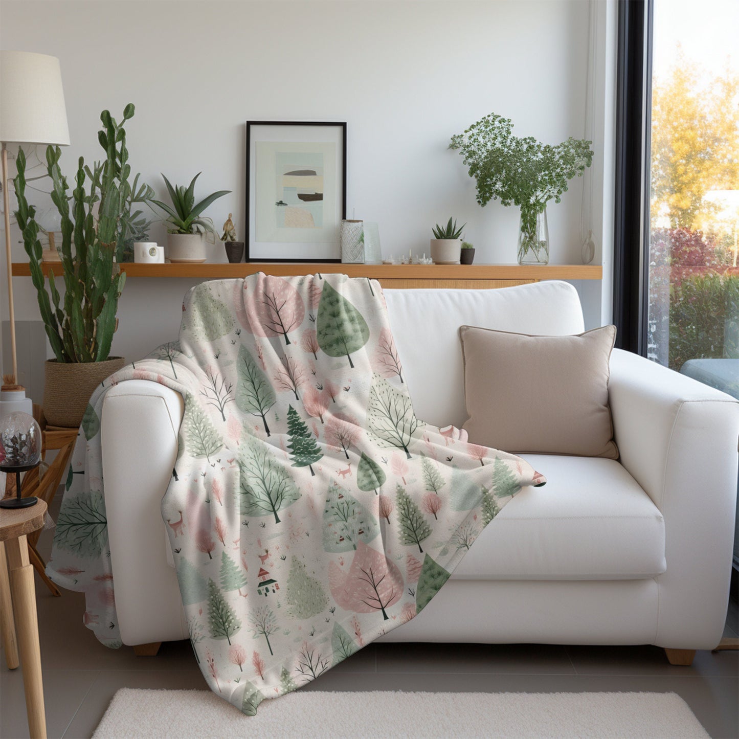 Christmas Blanket Pink Christmas Village Home Decor, Pink Christmas Tree Fleece, Chistmas Gift for Friends and Family Secret Santa Present