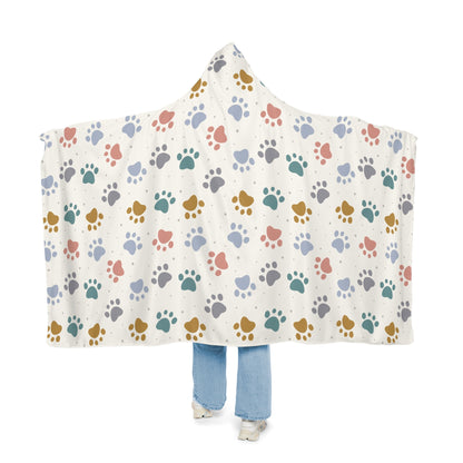 Paw Print Hooded Blanket | Dog Blanket | Wearable Blanket | Hoodie Blanket | Snuggle Blanket | Sherpa Blanket | Fleece Blanket