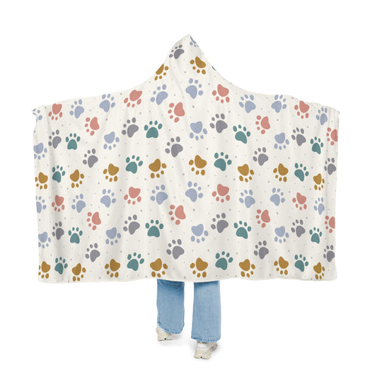 Paw Print Hooded Blanket | Dog Blanket | Wearable Blanket | Hoodie Blanket | Snuggle Blanket | Sherpa Blanket | Fleece Blanket