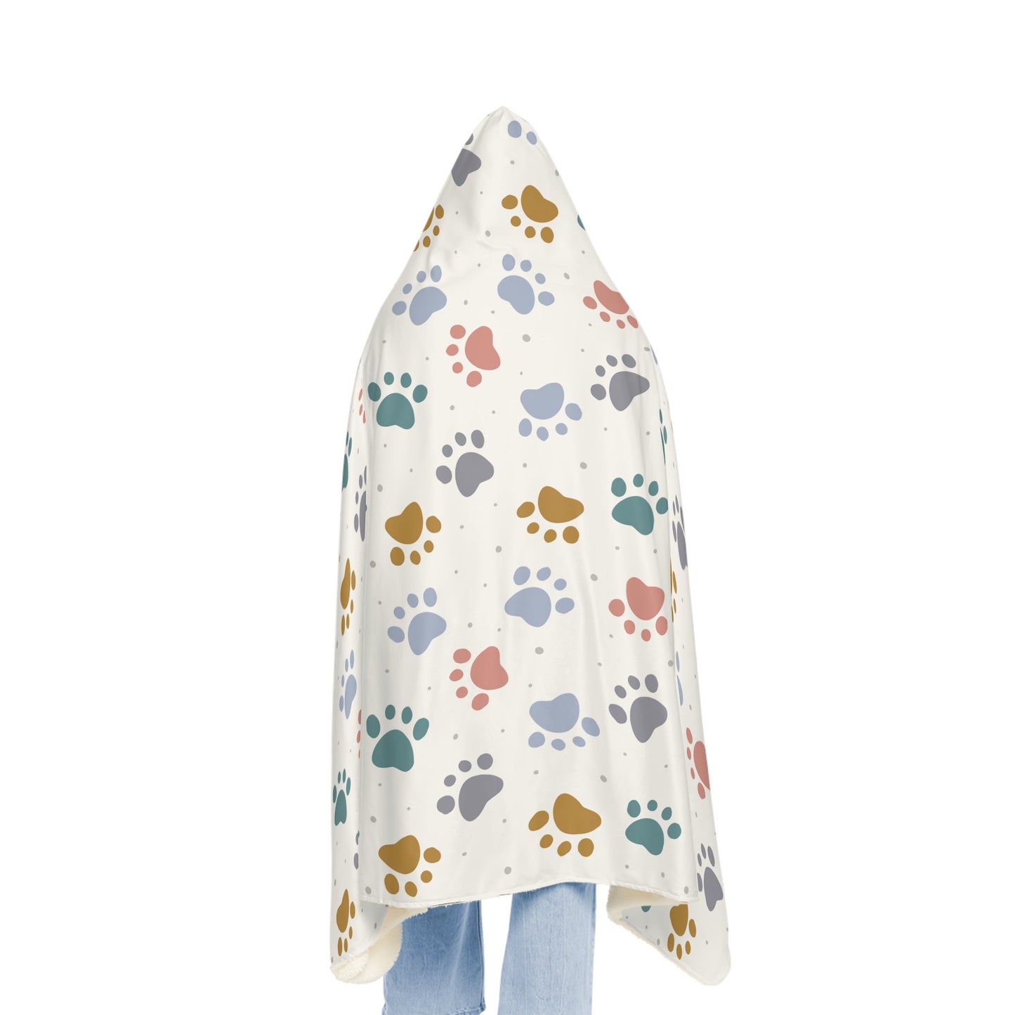Paw Print Hooded Blanket | Dog Blanket | Wearable Blanket | Hoodie Blanket | Snuggle Blanket | Sherpa Blanket | Fleece Blanket