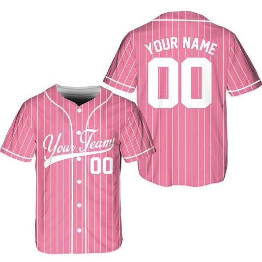 Personalized Team Name And Number Pinstripe Baseball Jersey, Custom Stripe Line Color Baseball Jersey, Baseball Jersey Uniform Baseball Fans