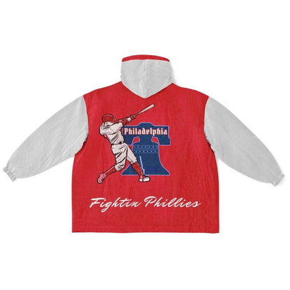 Philly Baseball Cuddle Hoodie: Red & Grey, One Size Fits All