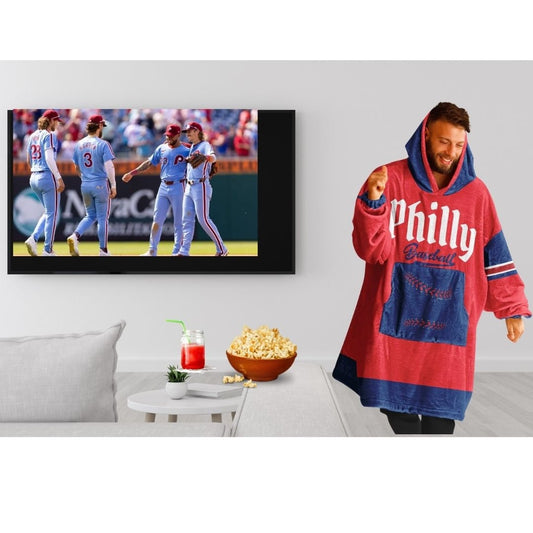 Philly Baseball Cuddle Hoodie: Red and Blue 'Fightin' Fan Gift