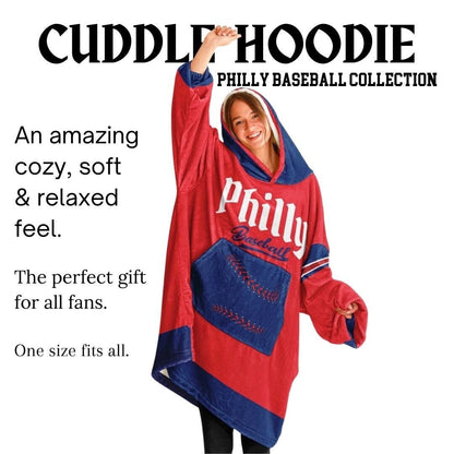 Philly Baseball Cuddle Hoodie: Red and Blue 'Fightin' Fan Gift