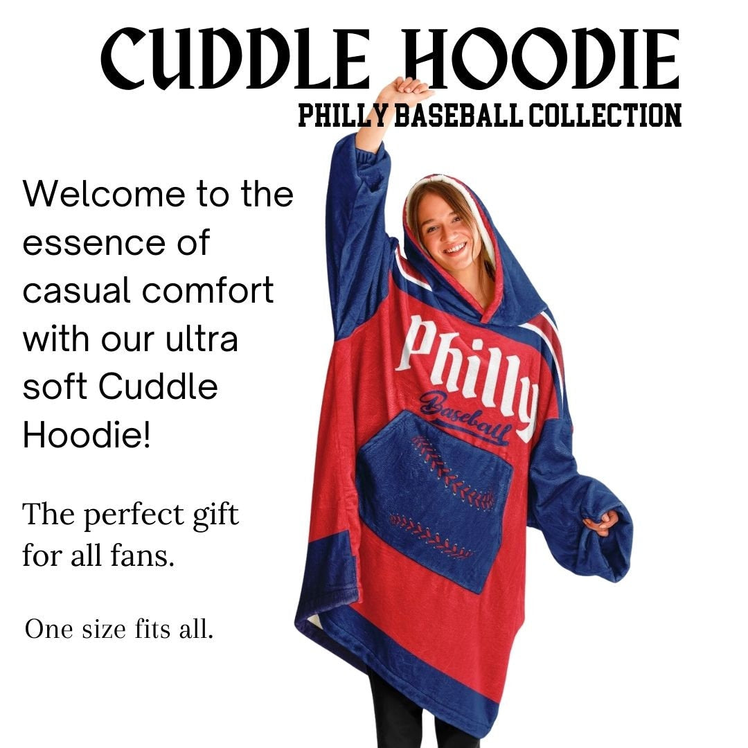 Philly Baseball Cuddle Hoodie: Red and Blue 'Fightin' Fan Gift