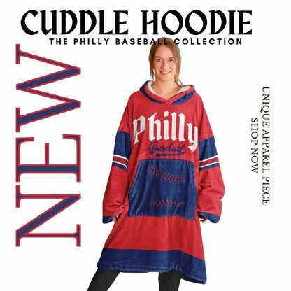 Philly Baseball Cuddle Hoodie: Red and Blue 'Fightin' Fan Gift