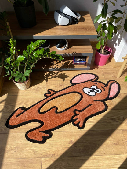 Smashed Mouse Handmade 3D Tufted Rug: Living Room Decor Carpet