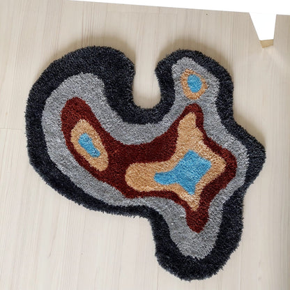 Abstract Rug, Irregular Amoeba Shaped Rug, Tufted Rug, Living Room Rug, Handmade Rug,Wavy Rug, Bedroom Rug,Handmade Gift,Home Decor,Area Rug