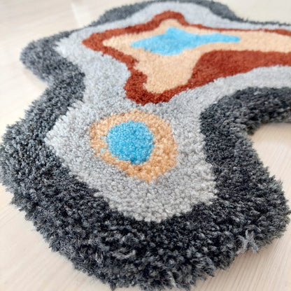 Abstract Rug, Irregular Amoeba Shaped Rug, Tufted Rug, Living Room Rug, Handmade Rug,Wavy Rug, Bedroom Rug,Handmade Gift,Home Decor,Area Rug