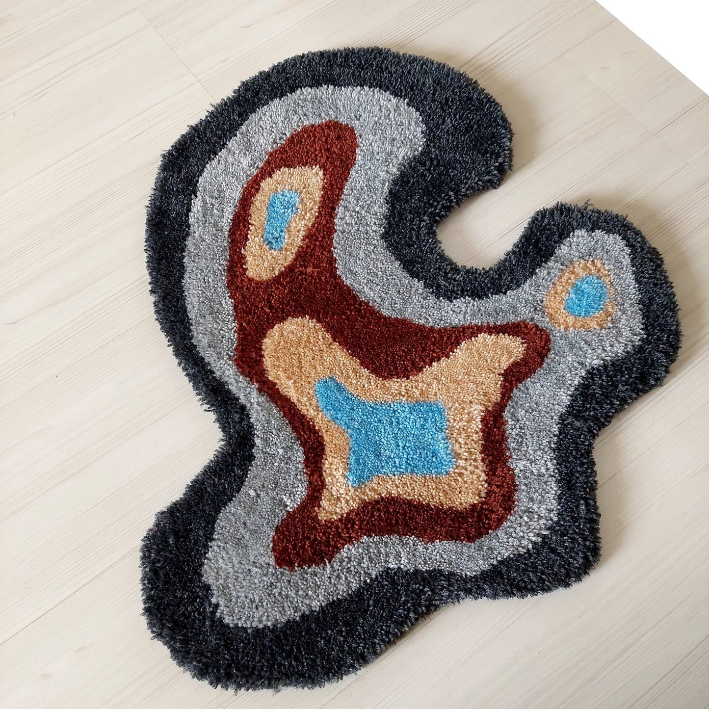 Abstract Rug, Irregular Amoeba Shaped Rug, Tufted Rug, Living Room Rug, Handmade Rug,Wavy Rug, Bedroom Rug,Handmade Gift,Home Decor,Area Rug