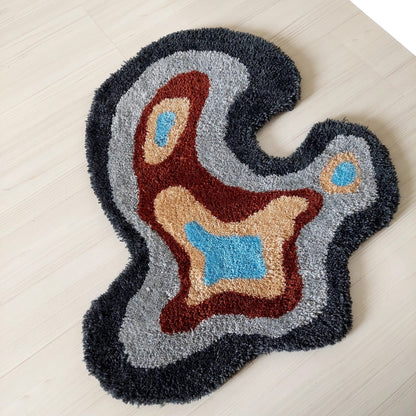 Abstract Rug, Irregular Amoeba Shaped Rug, Tufted Rug, Living Room Rug, Handmade Rug,Wavy Rug, Bedroom Rug,Handmade Gift,Home Decor,Area Rug