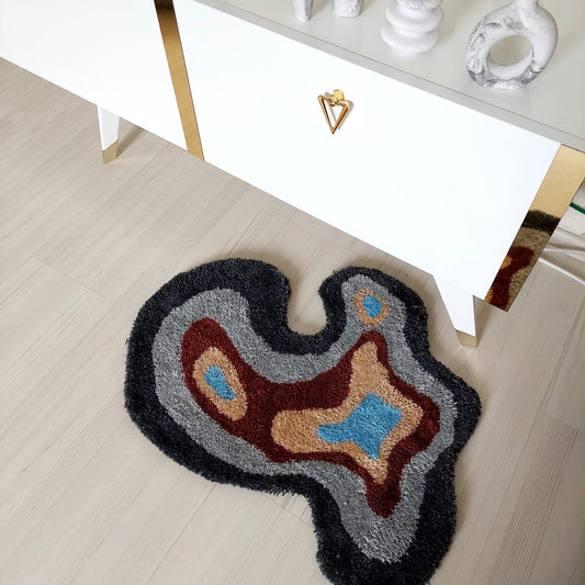 Abstract Rug, Irregular Amoeba Shaped Rug, Tufted Rug, Living Room Rug, Handmade Rug,Wavy Rug, Bedroom Rug,Handmade Gift,Home Decor,Area Rug