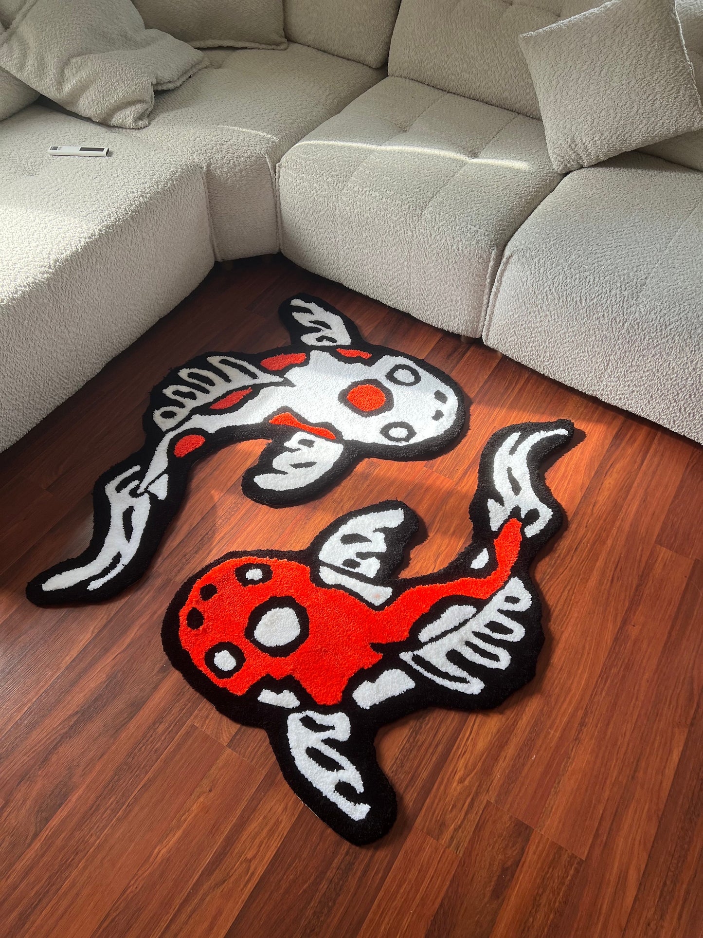 Koi Yin Yang Fish Rug | Custom Asian Tufted Rug | Fluffy & Soft Tufting