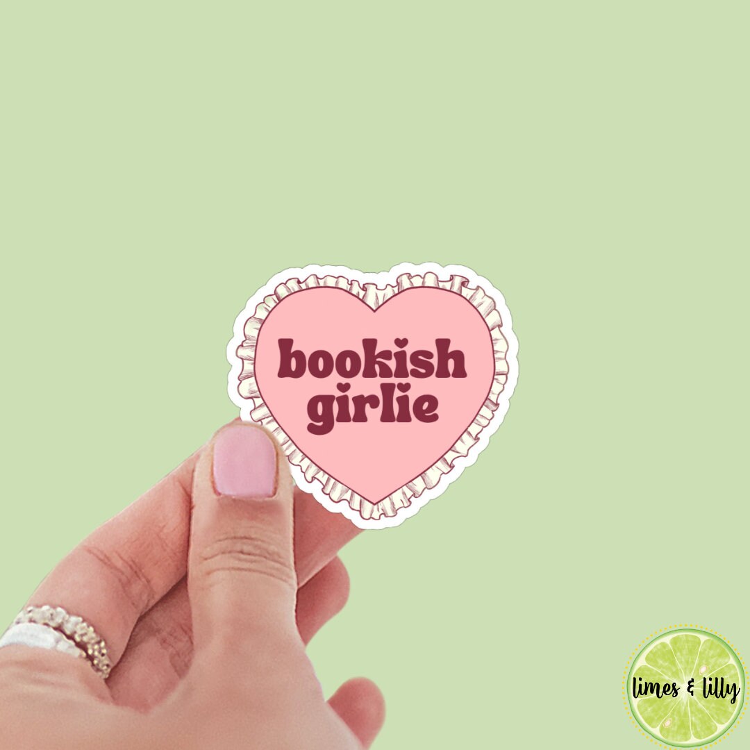 Bookish Girlie Coquette Heart Sticker | Kindle Sticker | Book Club | Bookish Sticker | Funny | Die Cut | Decal | Pink Stickers | Bow